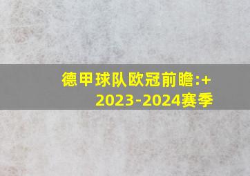 德甲球队欧冠前瞻: 2023-2024赛季